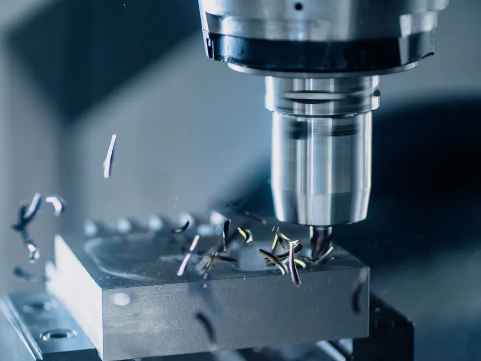 CNC milling spindle machining a steel part